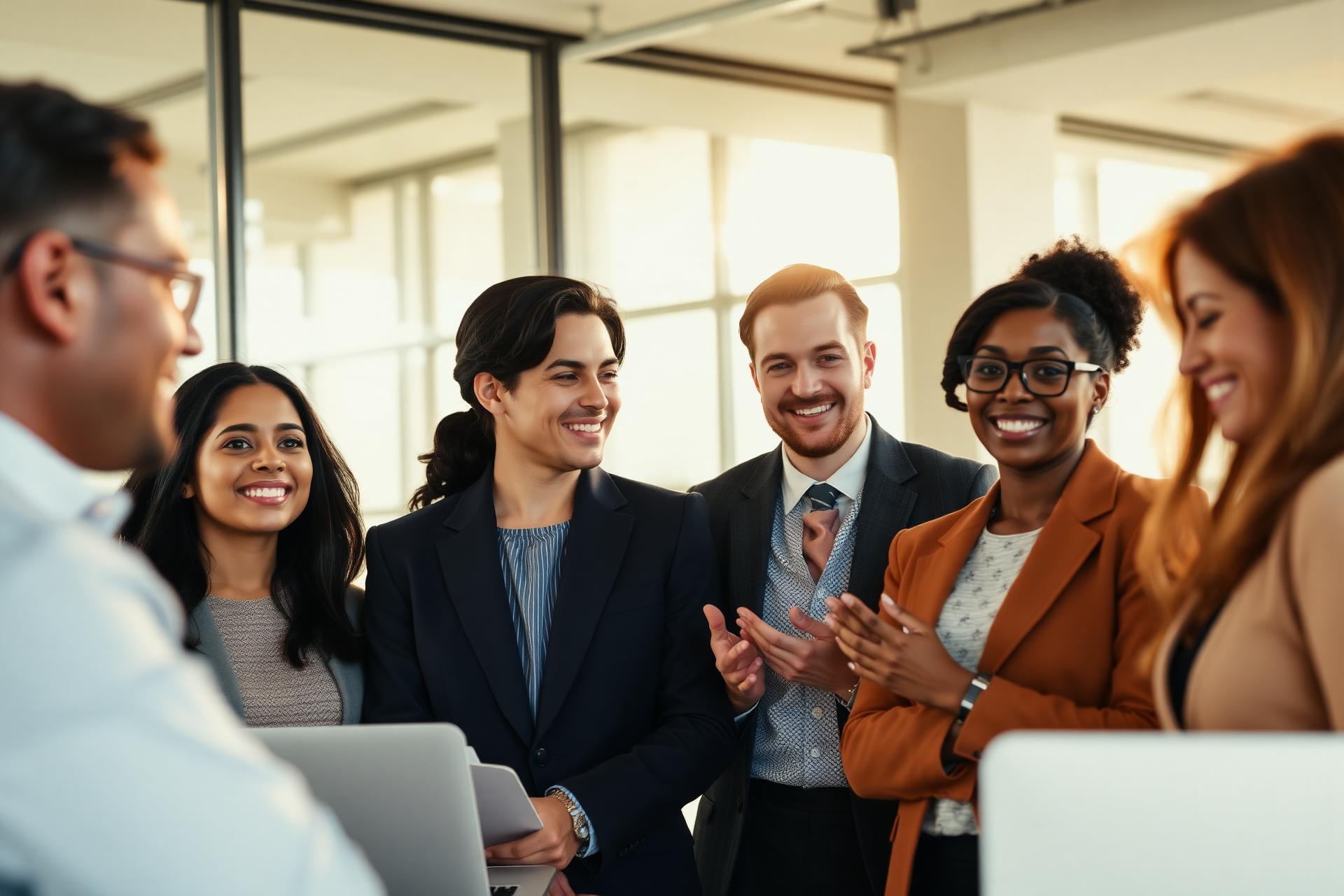 Pessoas colaborando em ambiente corporativo